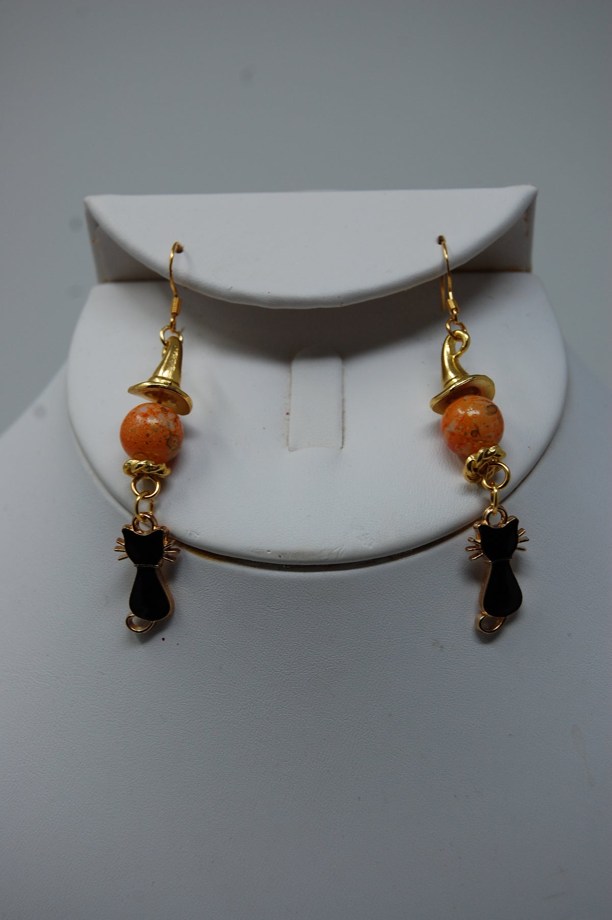 Black Cat and Witch Hat Dangle Earrings
