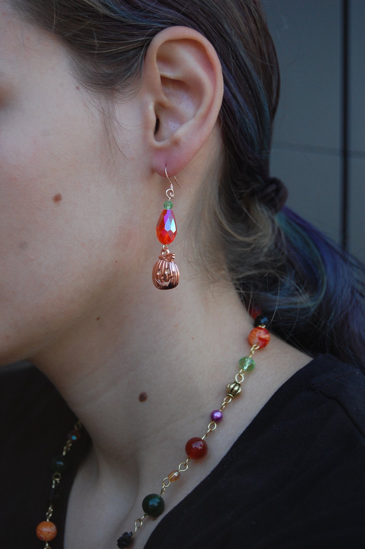 Metal Jack'o'Lantern Dangle Earrings