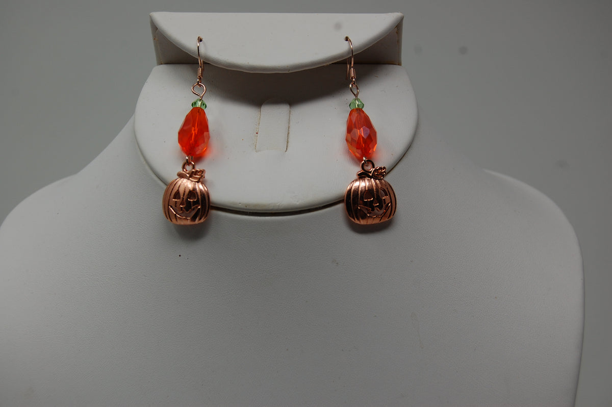 Metal Jack'o'Lantern Dangle Earrings