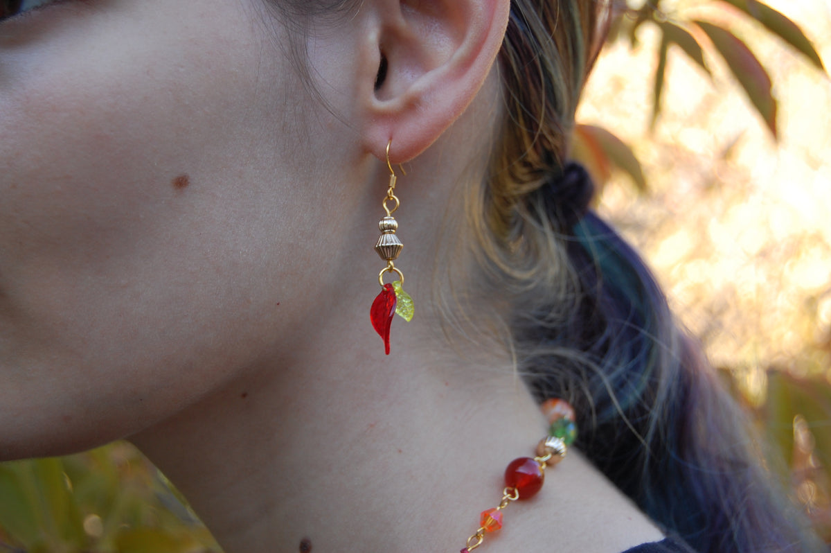 Small Autumn Leaf Dangle Earrings