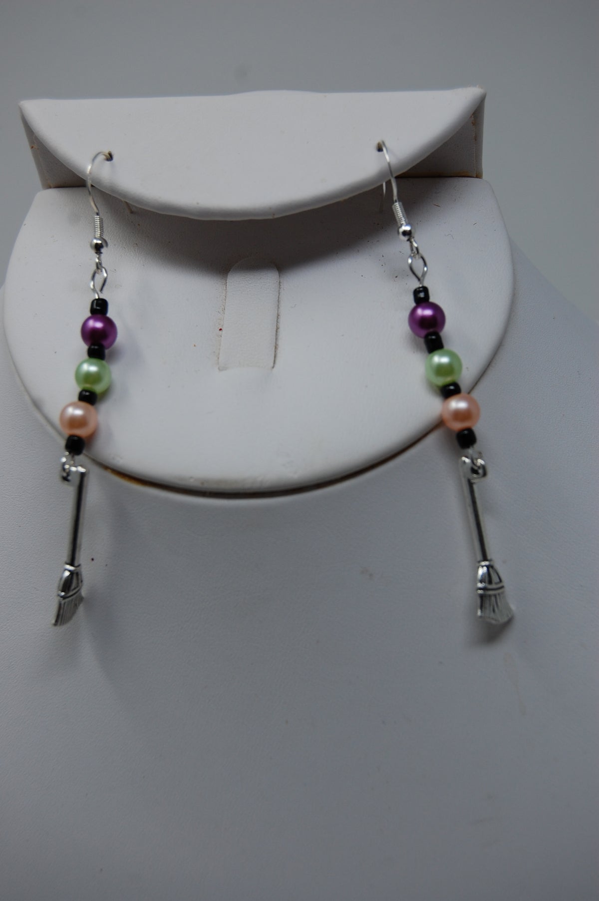 Multi-Colored Bead and Broomstick Dangle Earrings
