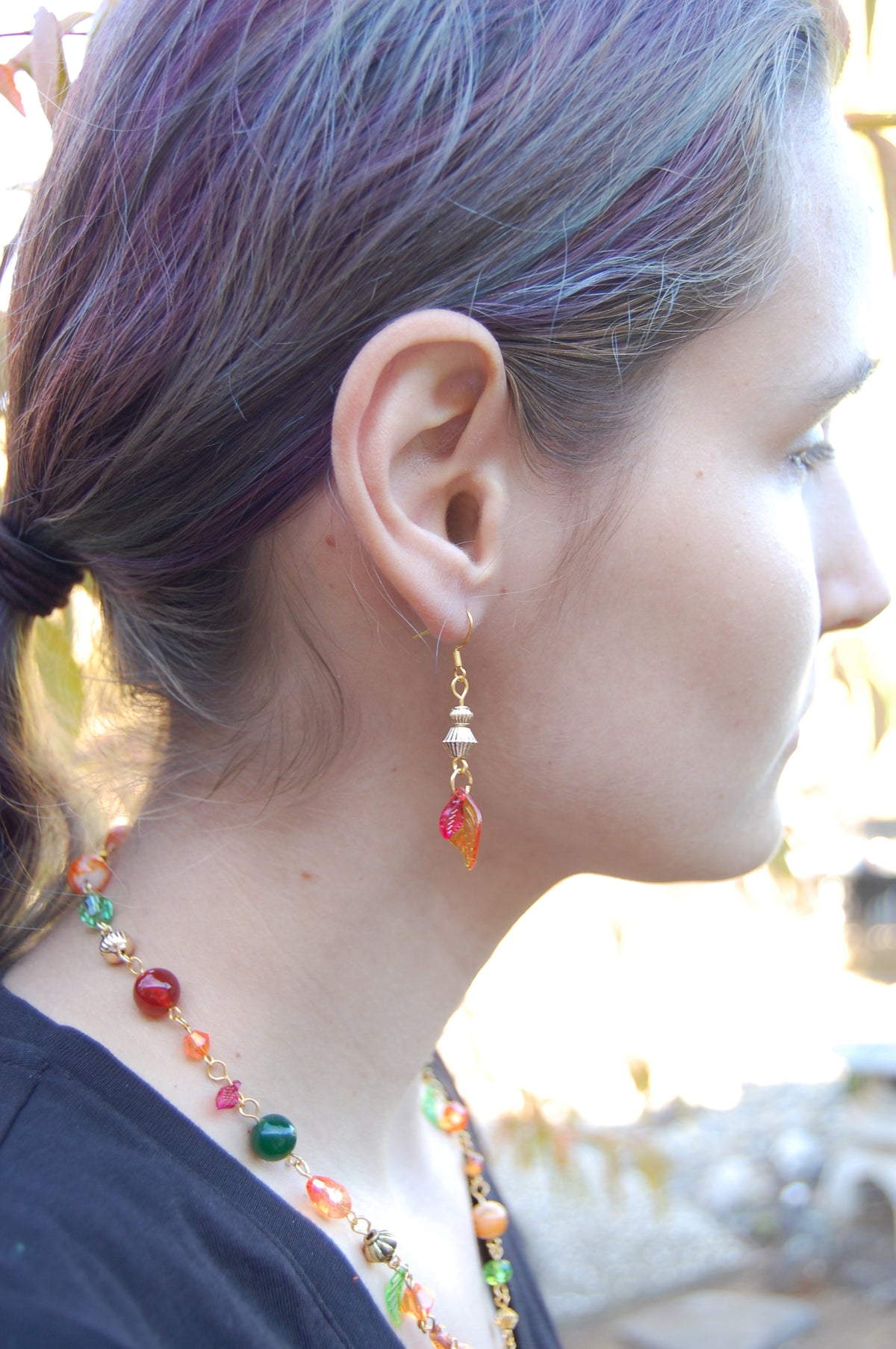 Small Autumn Leaf Dangle Earrings