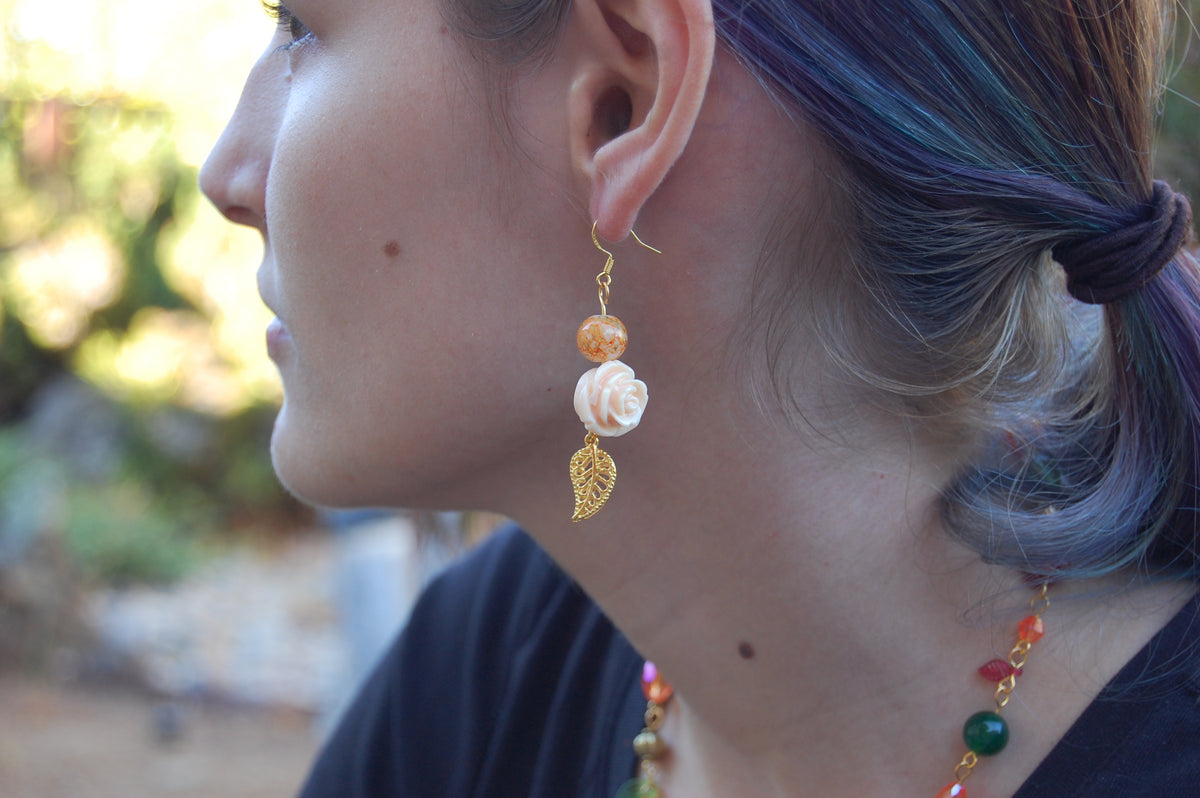 Autumn Rose Dangle Earrings