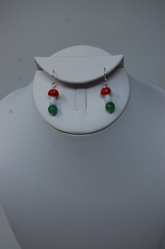 Red Mushroom Dangle Earrings