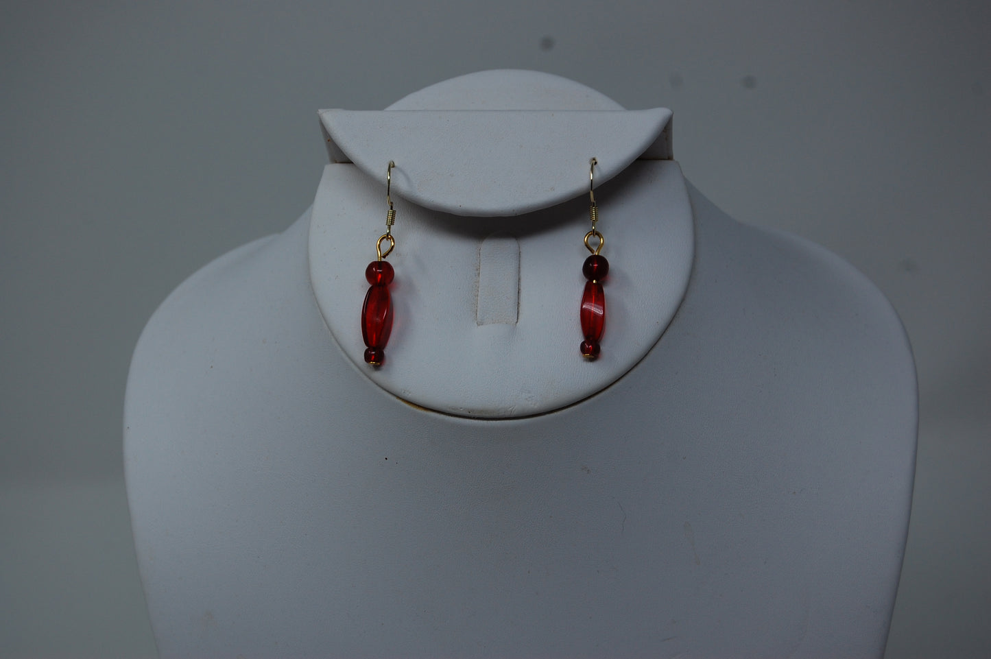 Red Bead Dangle Earrings