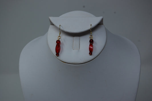 Red Bead Dangle Earrings