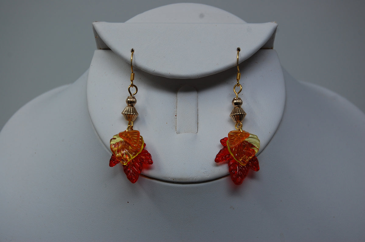 Large Autumn Leaf Dangle Earrings