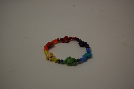 Rainbow Turtle Beaded Bracelet