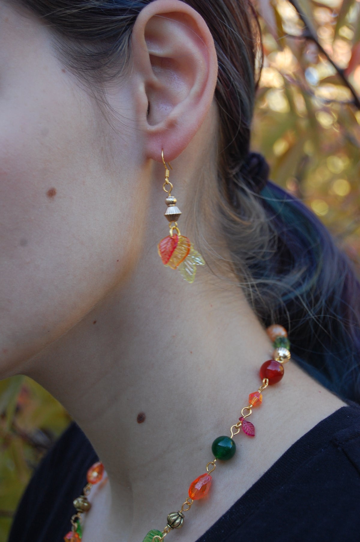 Large Autumn Leaf Dangle Earrings