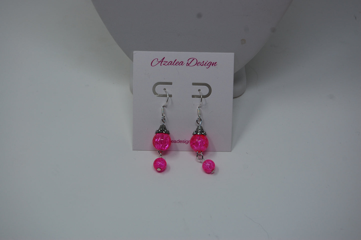 Pink Crackle Bead Dangle Earrings