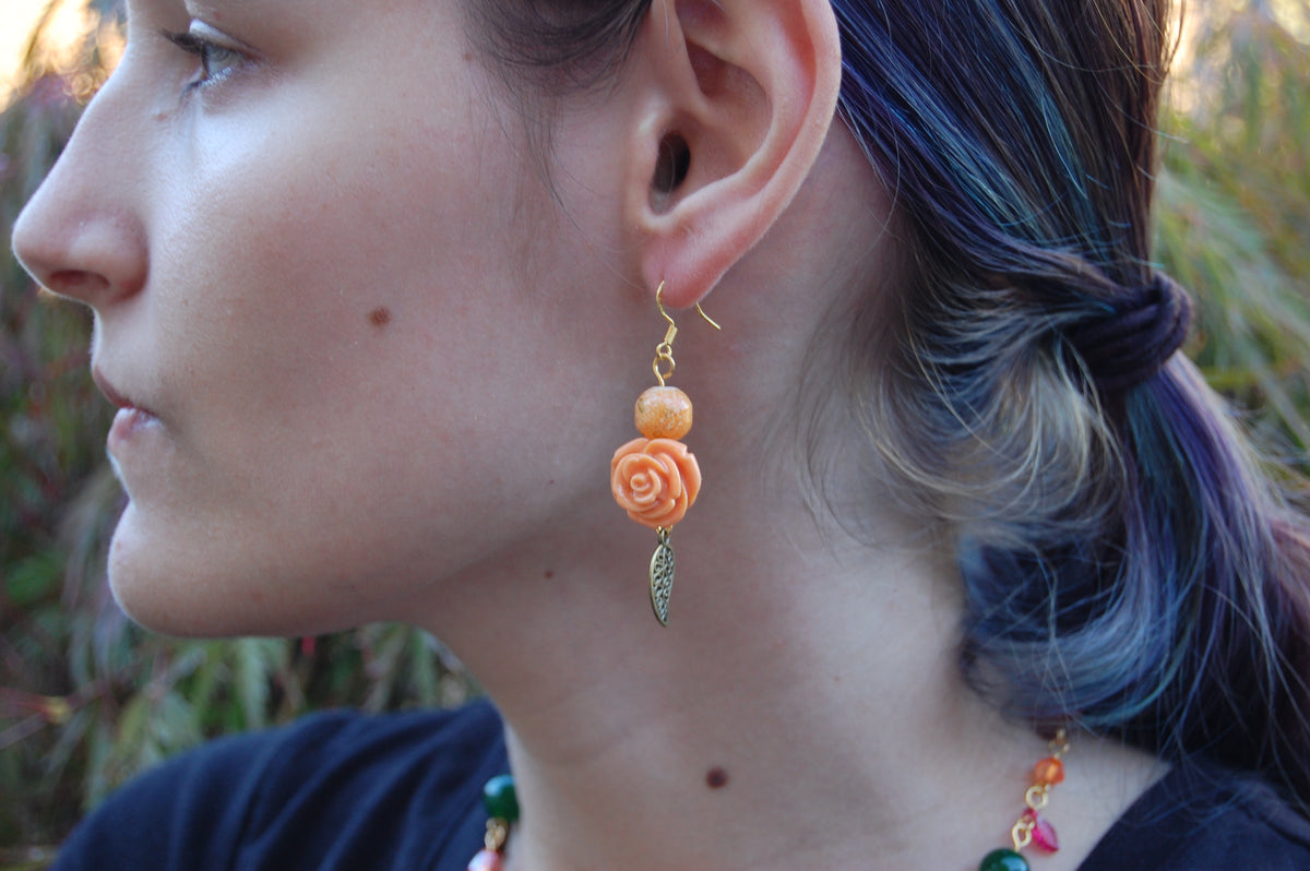 Autumn Rose Dangle Earrings