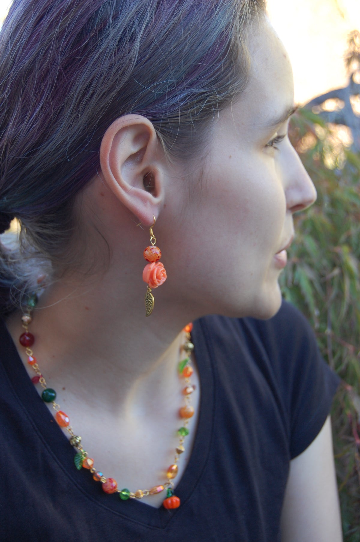 Autumn Rose Dangle Earrings