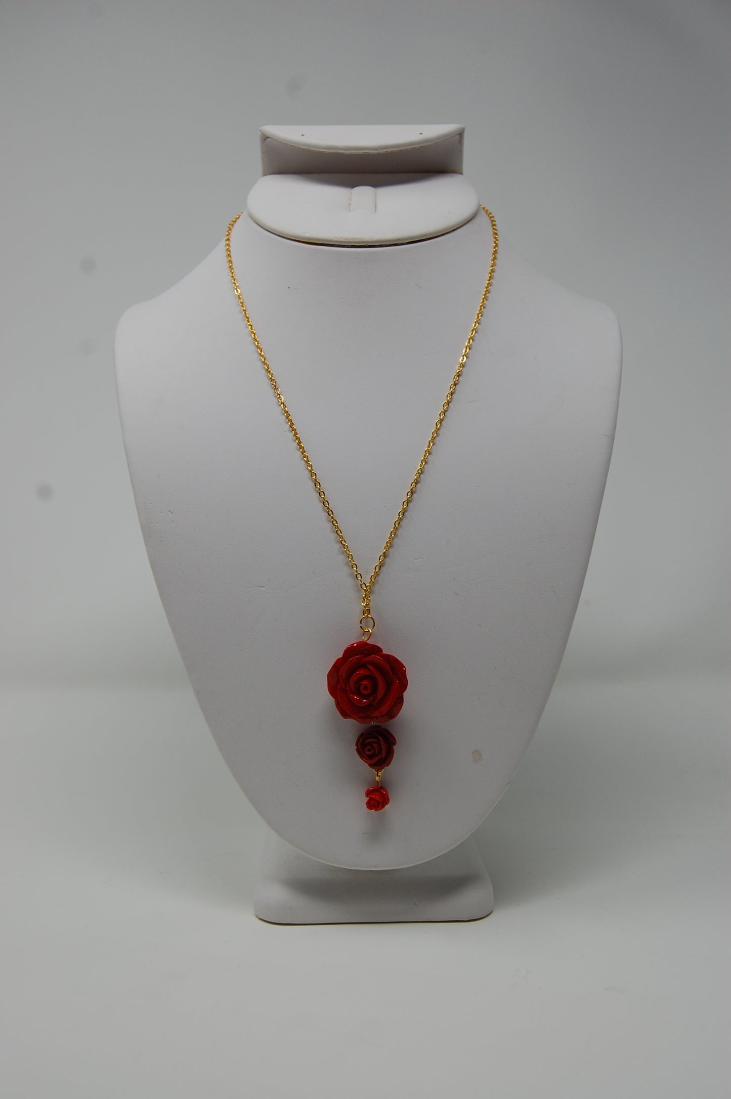 Triple Red Rose Necklace