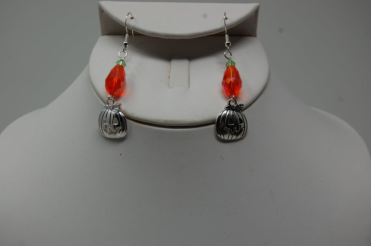 Metal Jack'o'Lantern Dangle Earrings