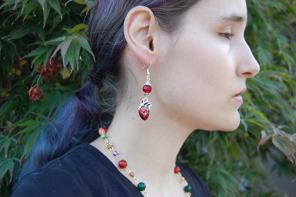 Human Heart Dangle Earrings