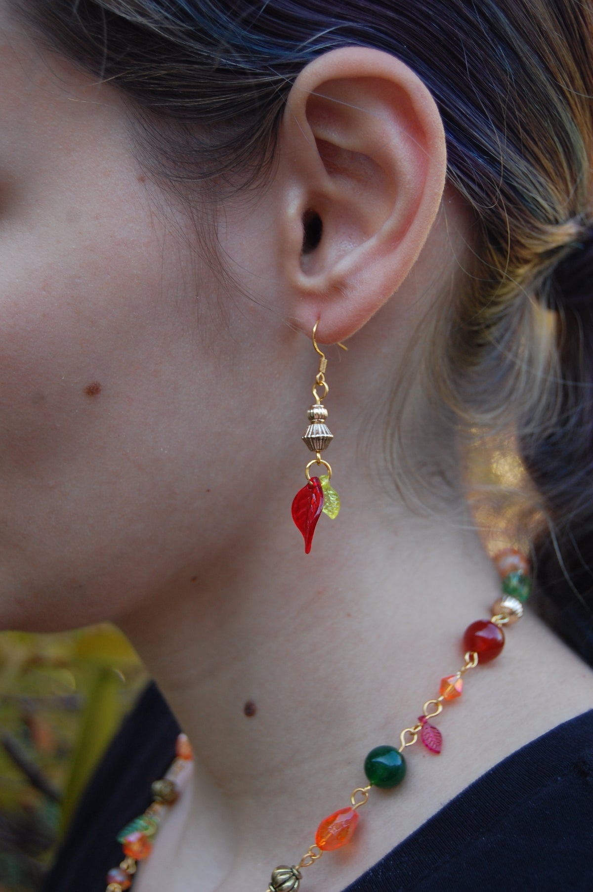 Small Autumn Leaf Dangle Earrings